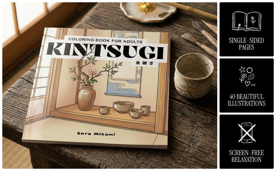 Kintsugi coloring book concept and philosophy overview by Sora Mikami