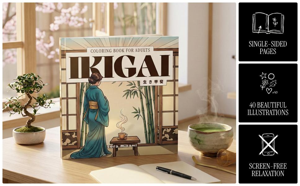 Ikigai coloring book concept and philosophy overview by Sora Mikami