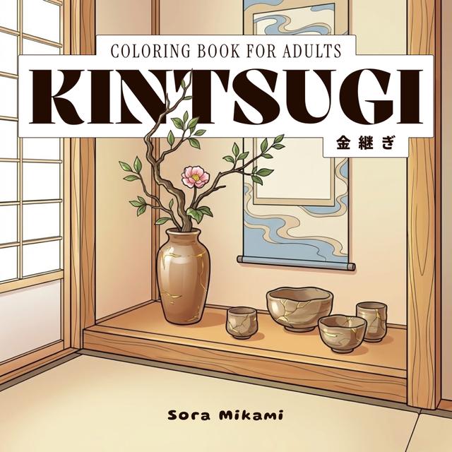 Kintsugi Japanese philosophy coloring book for adults by Sora Mikami