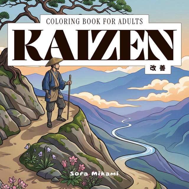 Kaizen Japanese philosophy coloring book for adults by Sora Mikami