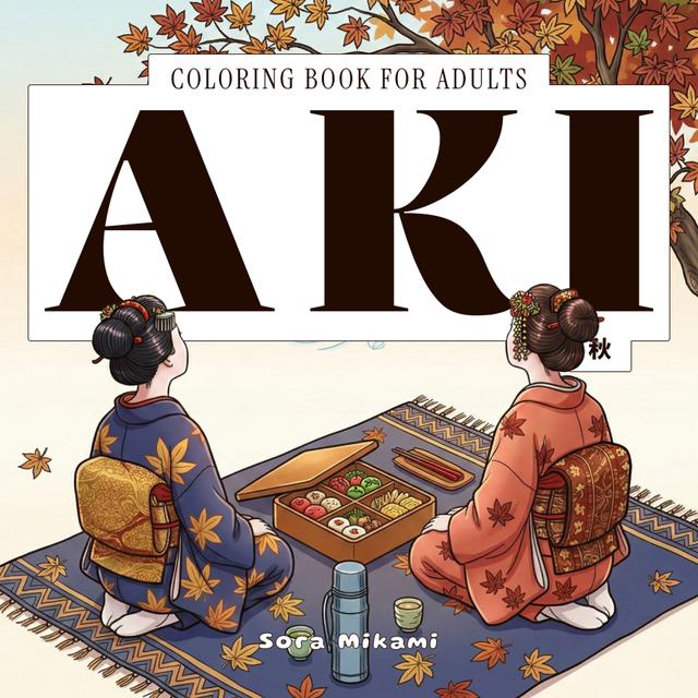 Aki Japanese philosophy coloring book for adults by Sora Mikami